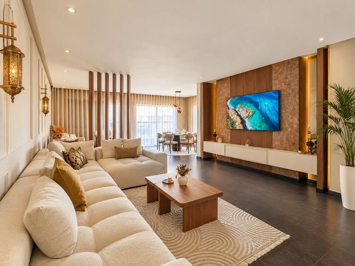 Salon d'un appartement géré par Get Host à Casablanca