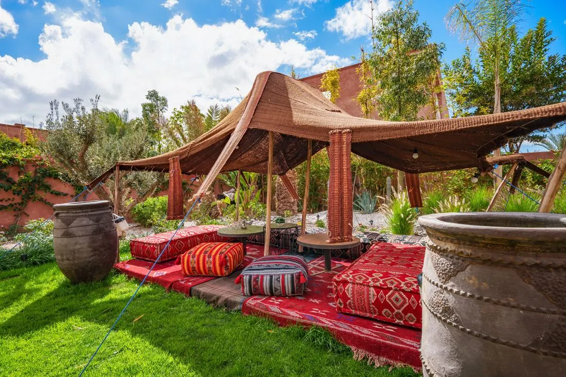 Jardin aménagé d'une villa à Marrakech